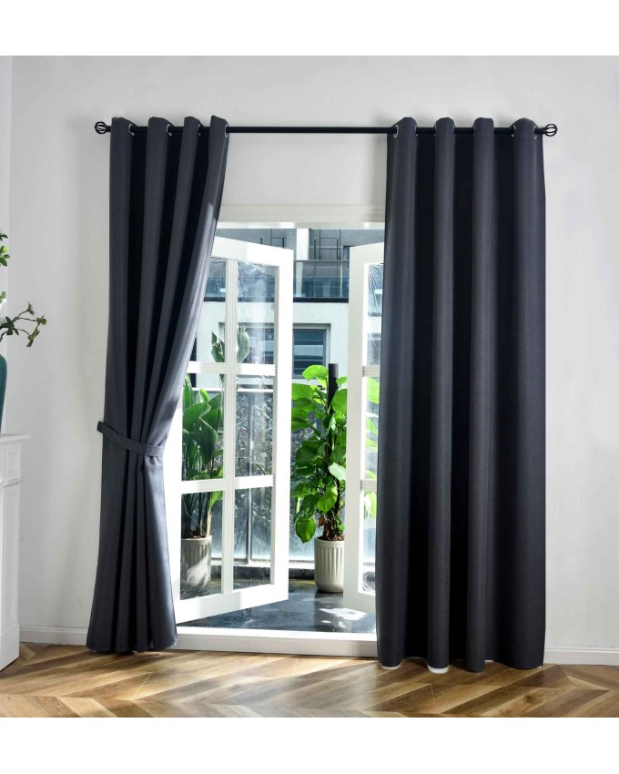Комплект 2бр. 100% Блекаут завеси с Халки »München Dark« с Коланчета, 3 размера, Пълно Затъмняване, Цвят Пепел от рози код-202410-2-013