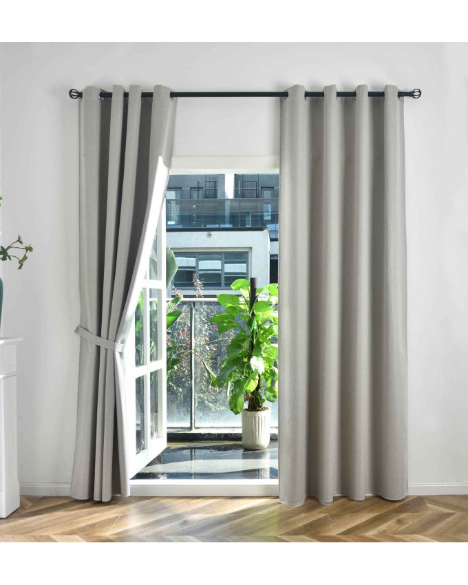 Комплект 2бр. 100% Блекаут завеси с Халки »München Dark« с Коланчета, 3 размера, Пълно Затъмняване, Цвят Пепел от рози код-202410-2-013